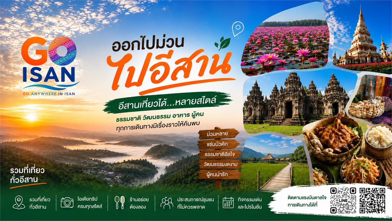 วิหารและวัดไทยยามพระอาทิตย์ตก บรรยากาศอีสาน